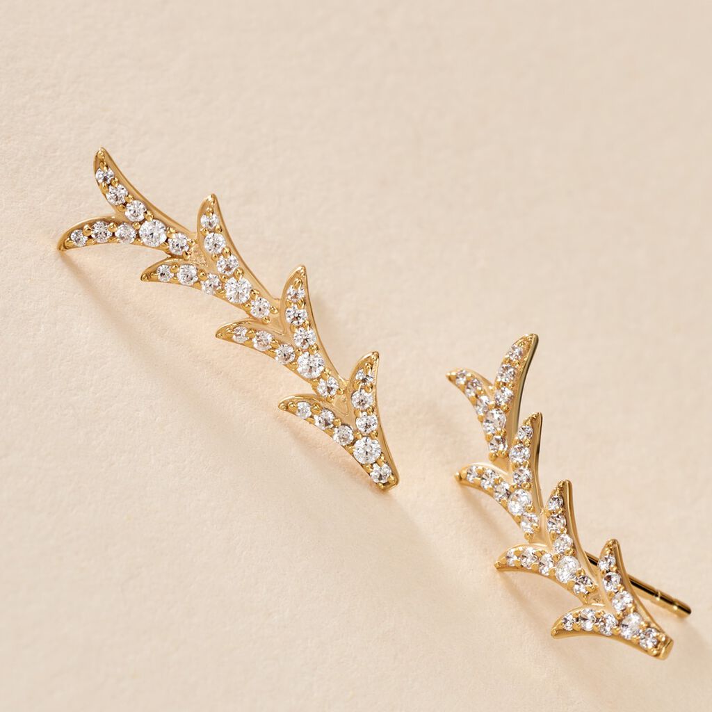 Boucles D'oreilles Puces Ligeia Or Jaune Oxyde De Zirconium - Clous d'oreilles Femme | Histoire d’Or