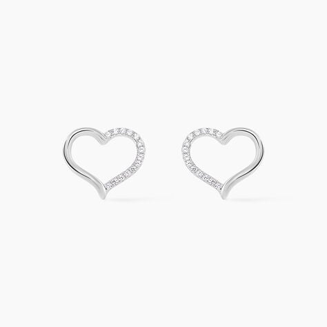 Boucles D'oreilles Puces Salona Argent Blanc Oxyde De Zirconium - Boucles d'oreilles fantaisie Femme | Histoire d&rsquo;Or