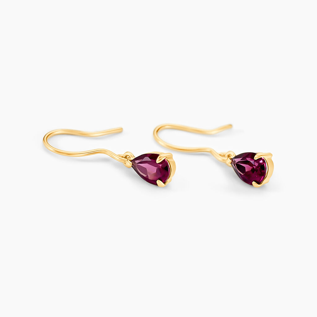 Boucles D'oreilles Puces Rhodolite Kayline Or Jaune Rhodolite - Boucles d'oreilles pendantes Femme | Histoire d&rsquo;Or