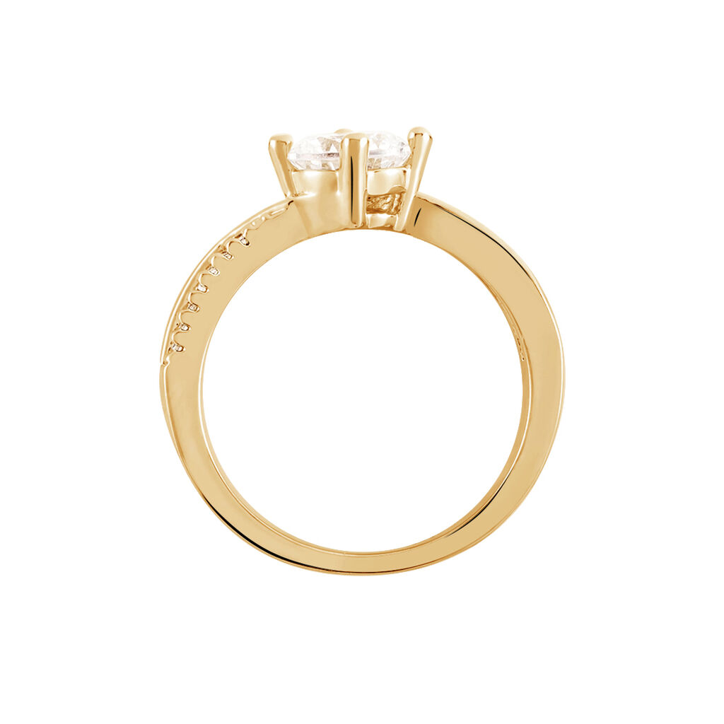 Bague Solitaire Sarah-lee Plaqu&eacute; Or Jaune Oxyde De Zirconium - Bagues solitaires Femme | Histoire d&rsquo;Or