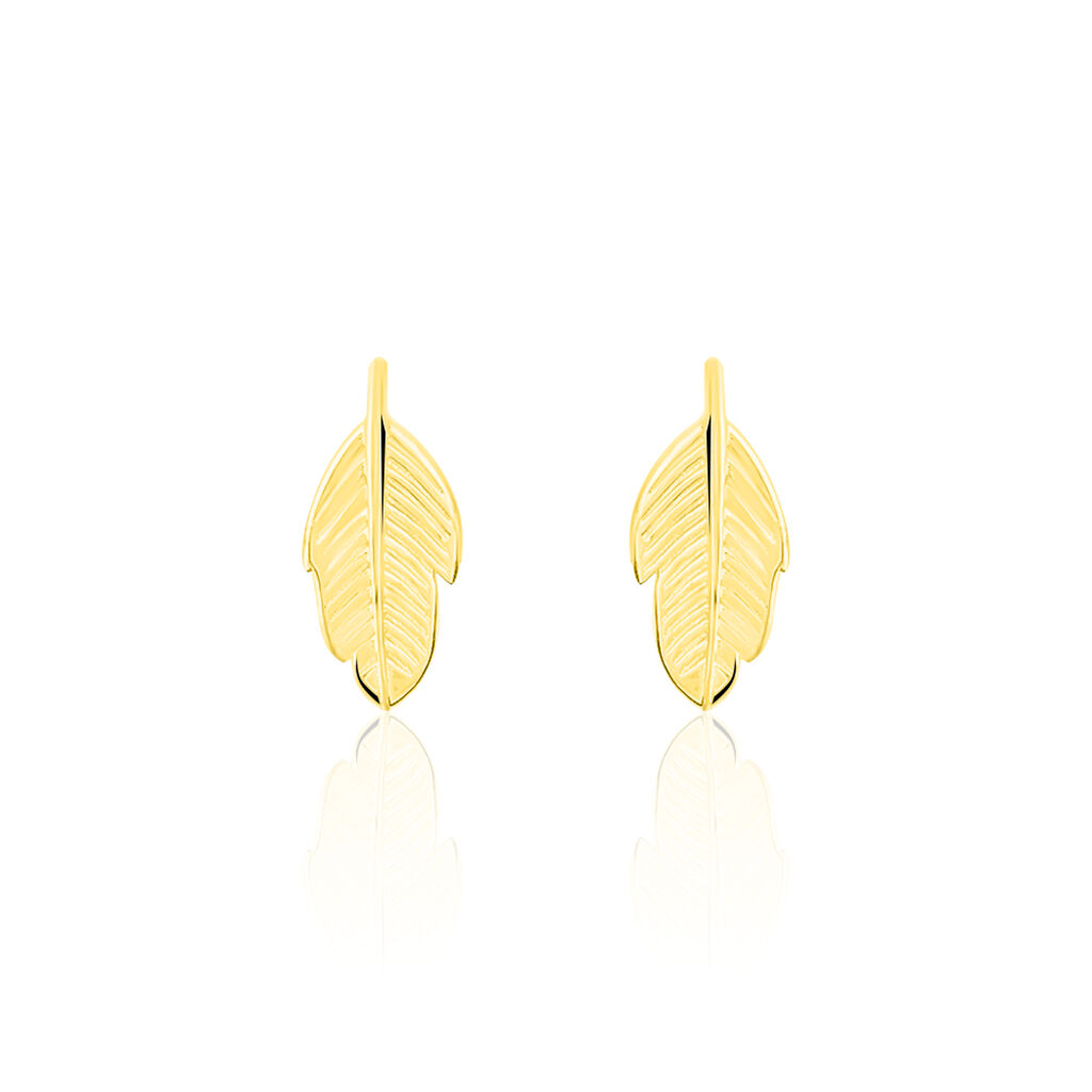 Boucles D'oreilles Puces Floria Feuilles Or Jaune - Clous d'oreilles Femme | Histoire d&rsquo;Or