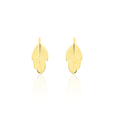 Boucles D'oreilles Puces Floria Feuilles Or Jaune - Clous d'oreilles Femme | Histoire d&rsquo;Or