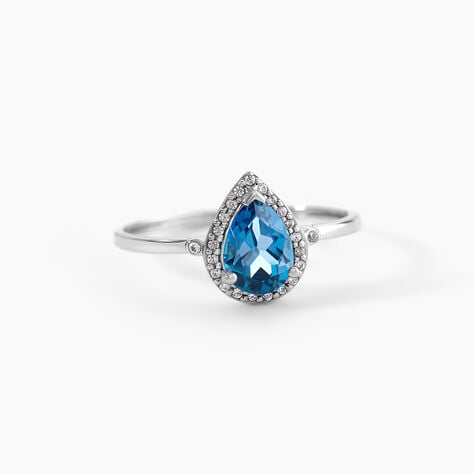 Bague Anatolie Or Blanc Topaze Et Oxyde De Zirconium - Bagues de fian&ccedil;ailles ovale Femme | Histoire d&rsquo;Or