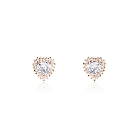 Boucles D'oreilles Puces Calvi Argent Rose Oxyde De Zirconium - Boucles d'oreilles fantaisie Femme | Histoire d&rsquo;Or