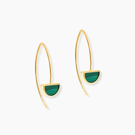 Boucles D'oreilles Pendantes Florica Or Jaune Malachite - Boucles d'oreilles pendantes Femme | Histoire d&rsquo;Or