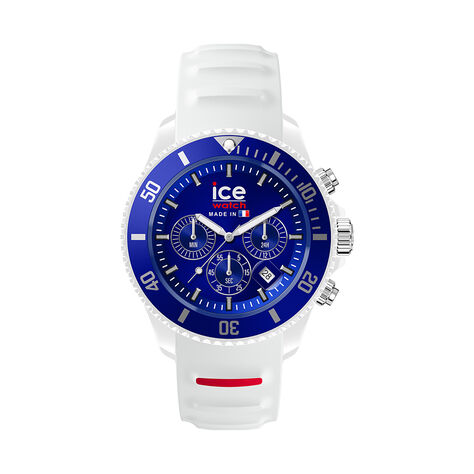Ice-Watch - ICE cocorico Chrono Blue white red - Montre blanche pour homme avec bracelet en silicone - 023252 (Medium