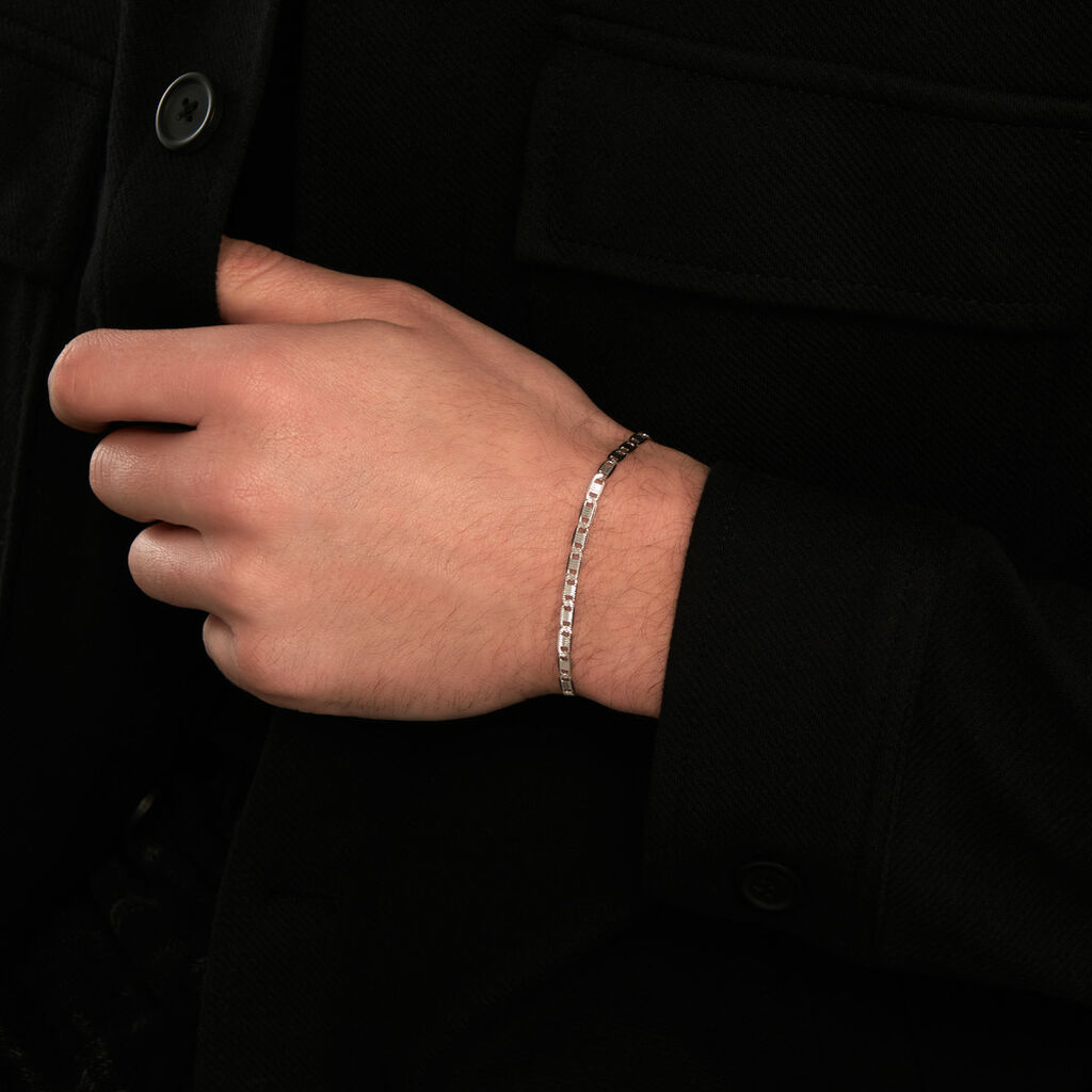 Bracelet Messenger Argent Blanc - Bracelets cha&icirc;ne Homme | Histoire d&rsquo;Or