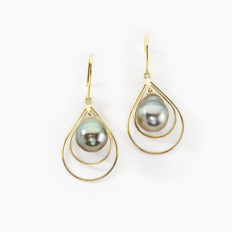 Boucles D'oreilles Pendantes Martyna Or Jaune Perle De Tahiti - Boucles d'oreilles pendantes Femme | Histoire d’Or