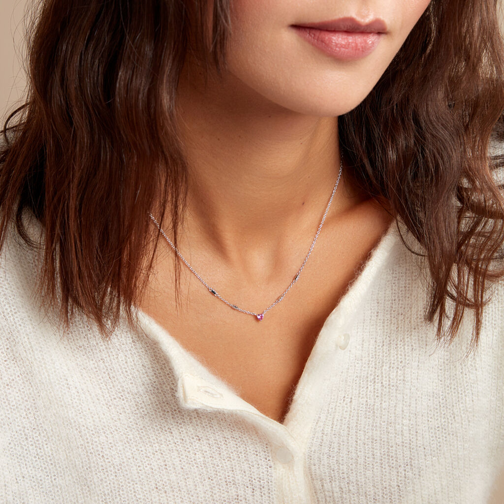 Collier Argent Blanc Declaration Oxyde De Zirconium - Colliers fantaisie Femme | Histoire d’Or