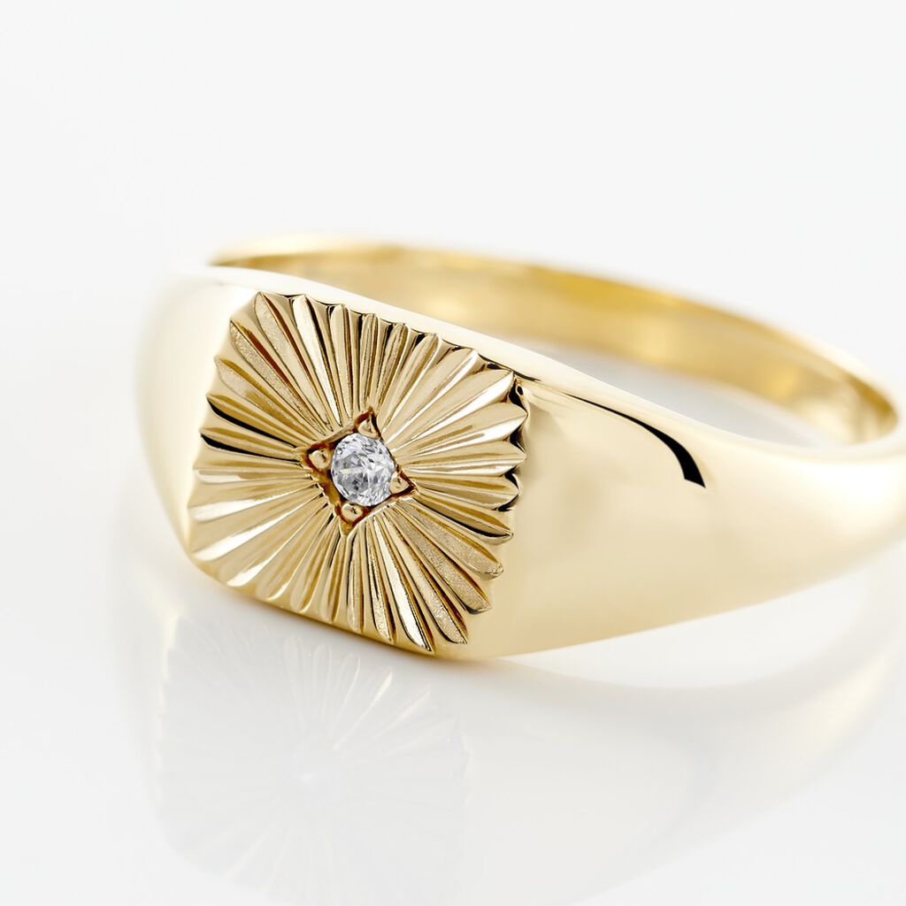 Chevaliere Plaqu&eacute; Or Erditse Oxyde De Zirconium - Bagues solitaires Femme | Histoire d&rsquo;Or