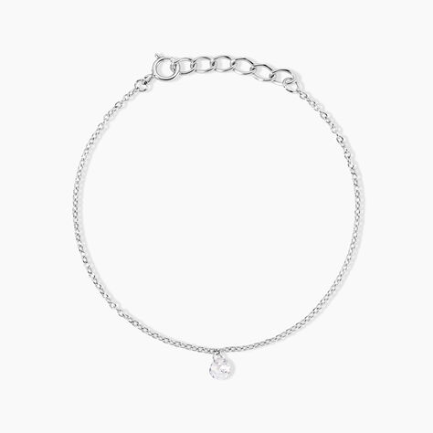 Bracelet Court Argent Blanc Constantin Oxyde De Zirconium - Bracelets Coeur Femme | Histoire d’Or