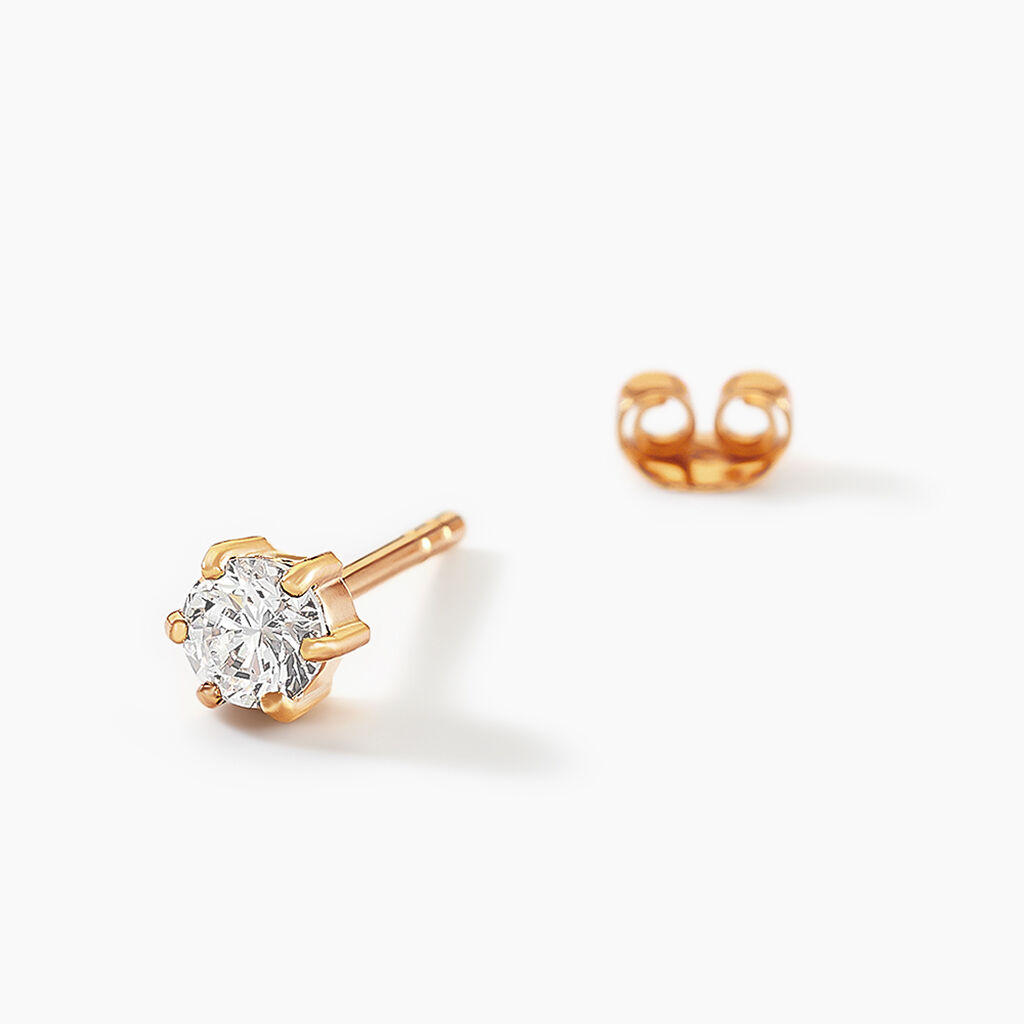 Boucles D'oreilles Puces Yl&eacute;na Plaqu&eacute; Or Jaune Oxyde De Zirconium - Boucles d'oreilles fantaisie Femme | Histoire d&rsquo;Or