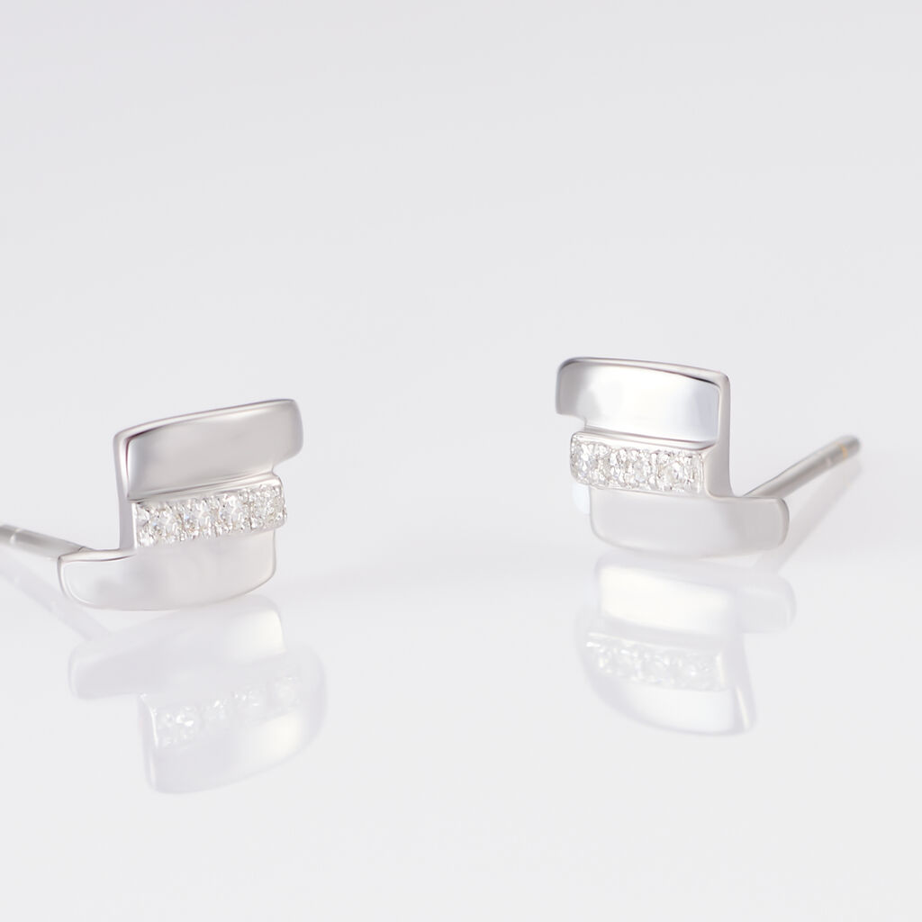 Boucles D'oreilles Puces Dolene Or Blanc Diamant - Clous d'oreilles Femme | Histoire d’Or