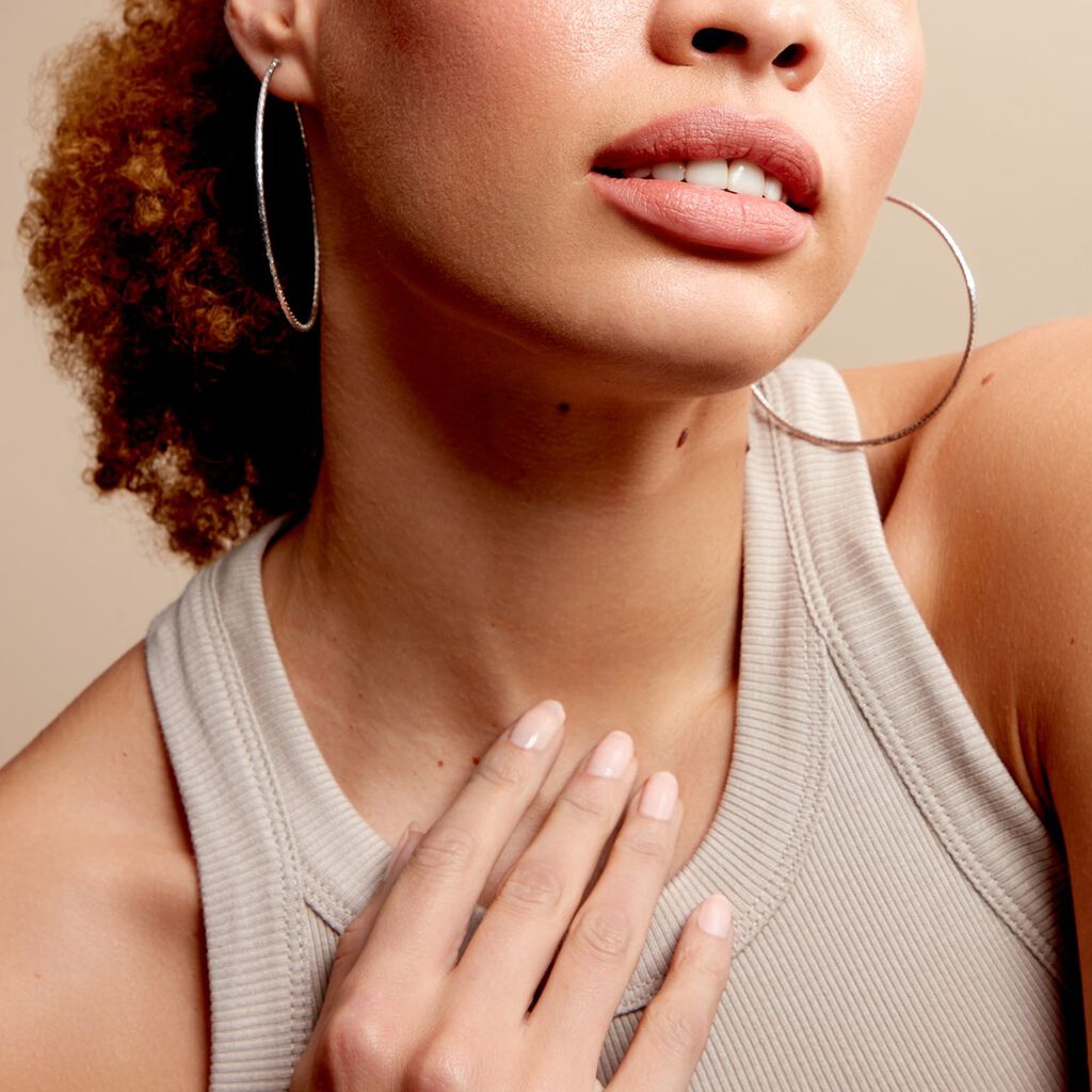 Créoles Argent Blanc Agathe - Boucles d'oreilles créoles Femme | Histoire d’Or