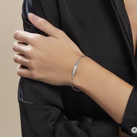Bracelet Identité Argent Blanc Halim  - Gourmettes Femme | Histoire d’Or