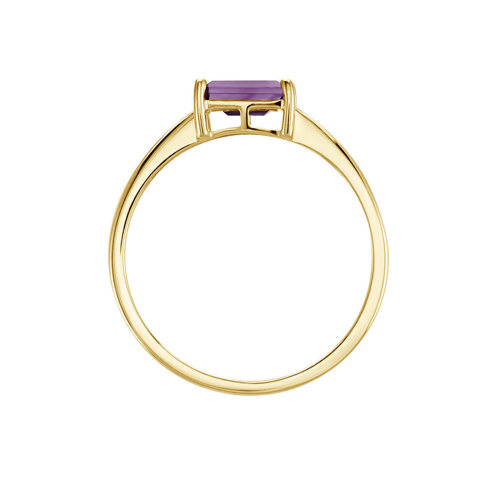 Bague Nottingham Or Jaune Am&eacute;thyste - Bagues solitaires Femme | Histoire d&rsquo;Or