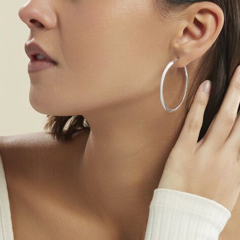 Créoles Argent Blanc Hally - Boucles d'oreilles créoles Femme | Histoire d’Or