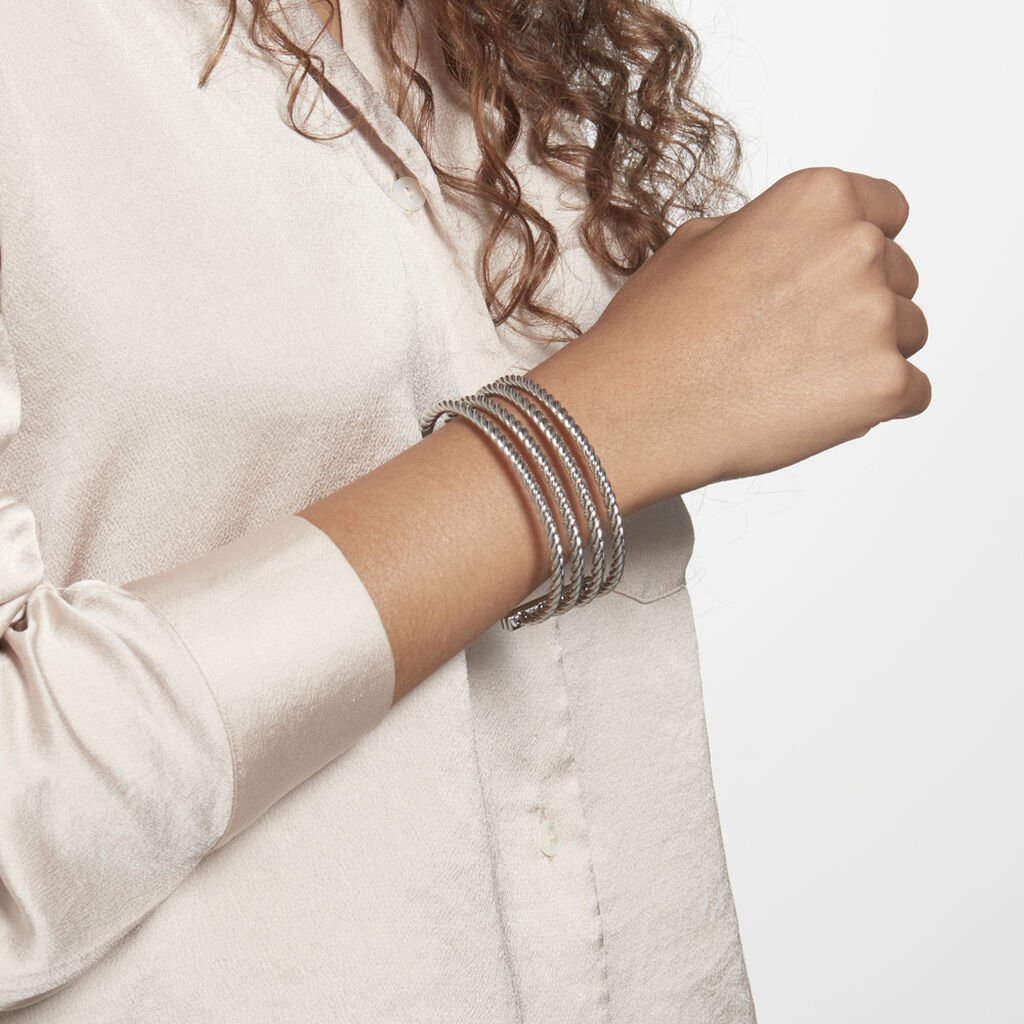 Jonc Ouvert Acier Blanc Galaad - Bracelets joncs Femme | Histoire d’Or