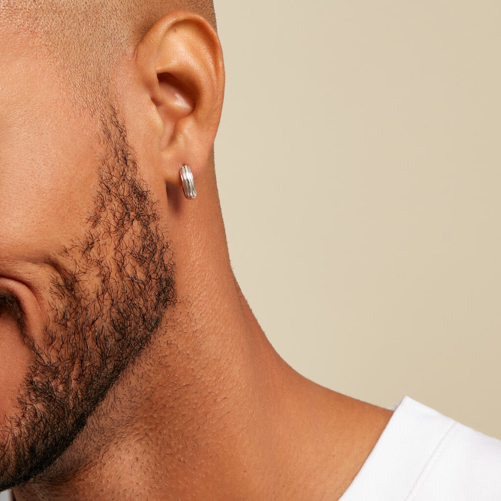 Cr&eacute;oles Pulse Argent Blanc - Boucles d'oreilles cr&eacute;oles Homme | Histoire d&rsquo;Or