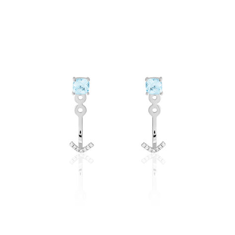 Bijoux D'oreilles Or Blanc Topaze Et Diamant - Ear cuffs Femme | Histoire d’Or