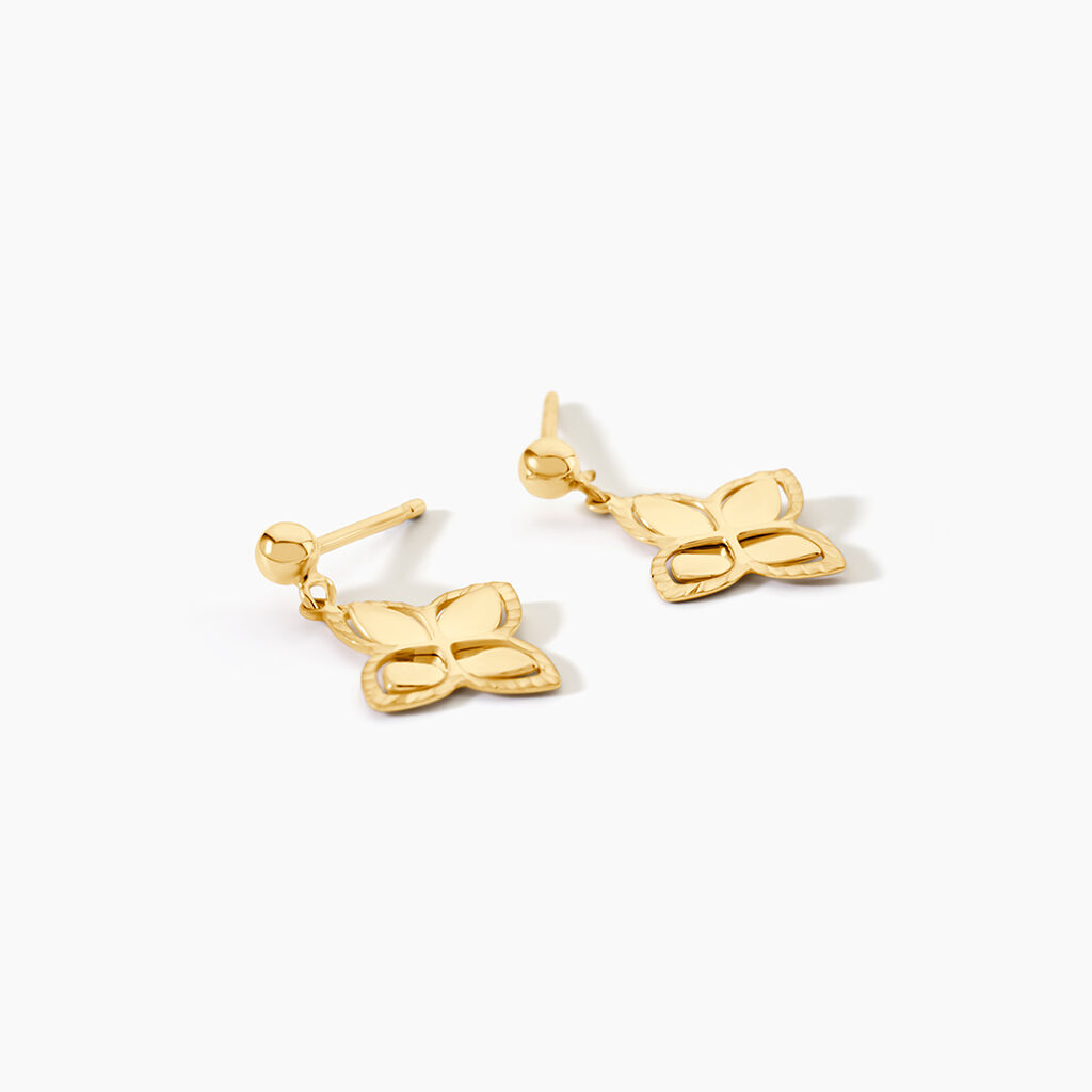 Boucles D'Oreilles Pendantes Donia Argent Dor&eacute; A L'Or 750/1000 - Boucles d'oreilles pendantes Femme | Histoire d&rsquo;Or