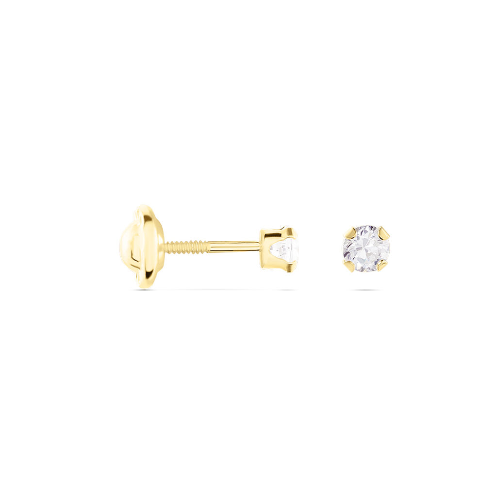 Boucles D'oreilles Puces Pepita Or Jaune Oxyde De Zirconium - Clous d'oreilles Famille | Histoire d’Or