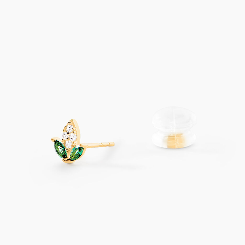 Boucles D'Oreilles Puces Firenze Or Jaune Oxyde De Zirconium - Clous d'oreilles Femme | Histoire d&rsquo;Or