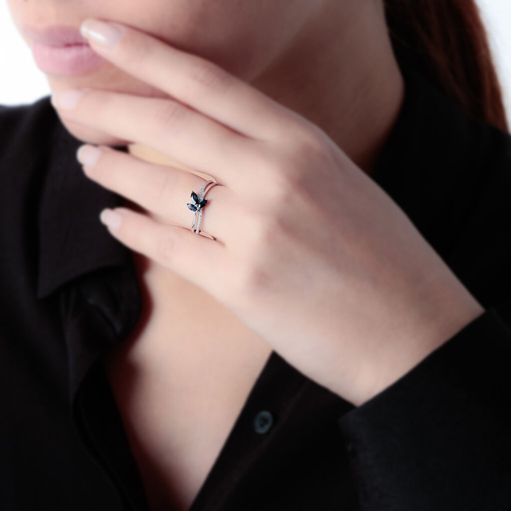 Bague Angie Or Blanc Topaze Et Diamant - Bagues avec pierre Femme | Histoire d’Or