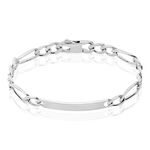 Bracelet Identit&eacute; Vivian Maille Alternee 1/3 Argent Blanc - Gourmettes Homme | Histoire d&rsquo;Or