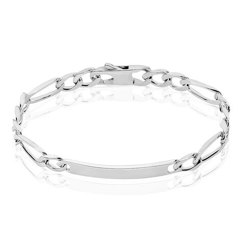 Bracelet Identit&eacute; Vivian Maille Alternee 1/3 Argent Blanc - Gourmettes Homme | Histoire d&rsquo;Or