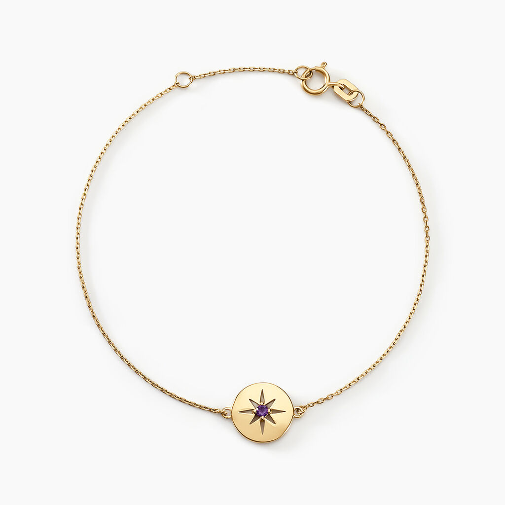 Bracelet Or Jaune Evening Star Amethyste