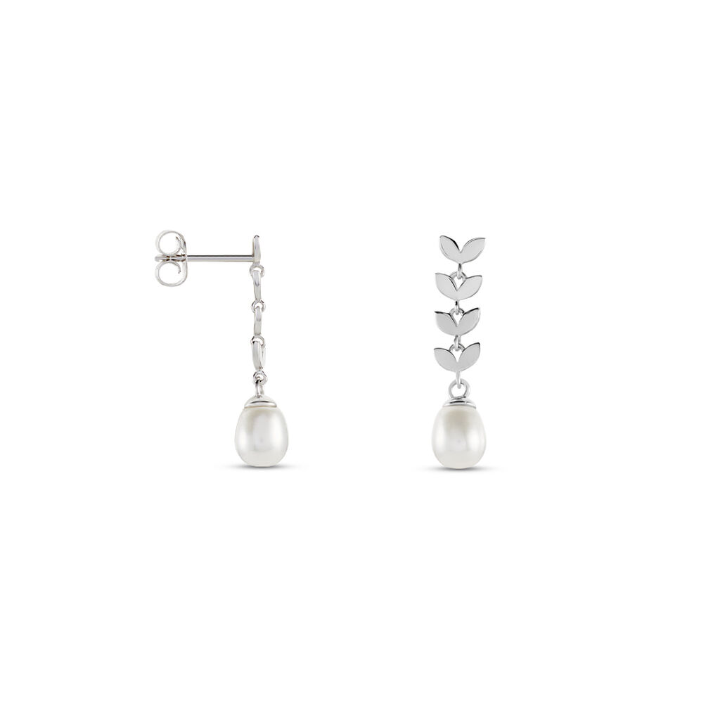 Boucles D'oreilles Pendantes Giacobbe Argent Blanc Perle De Culture - Boucles d'oreilles fantaisie Femme | Histoire d’Or