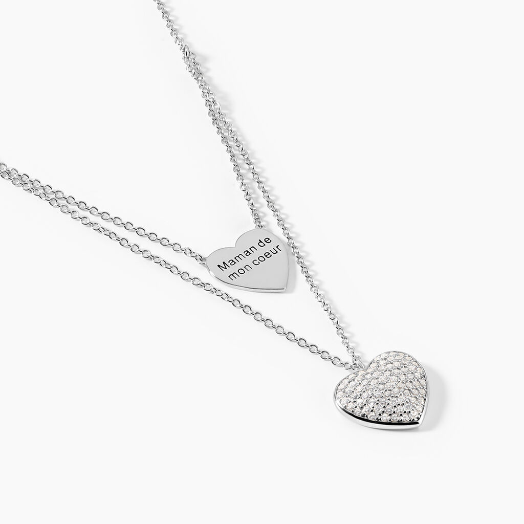 Collier Amarita Argent Blanc Oxyde De Zirconium - Colliers doubles et triples cha&icirc;nes Femme | Histoire d&rsquo;Or