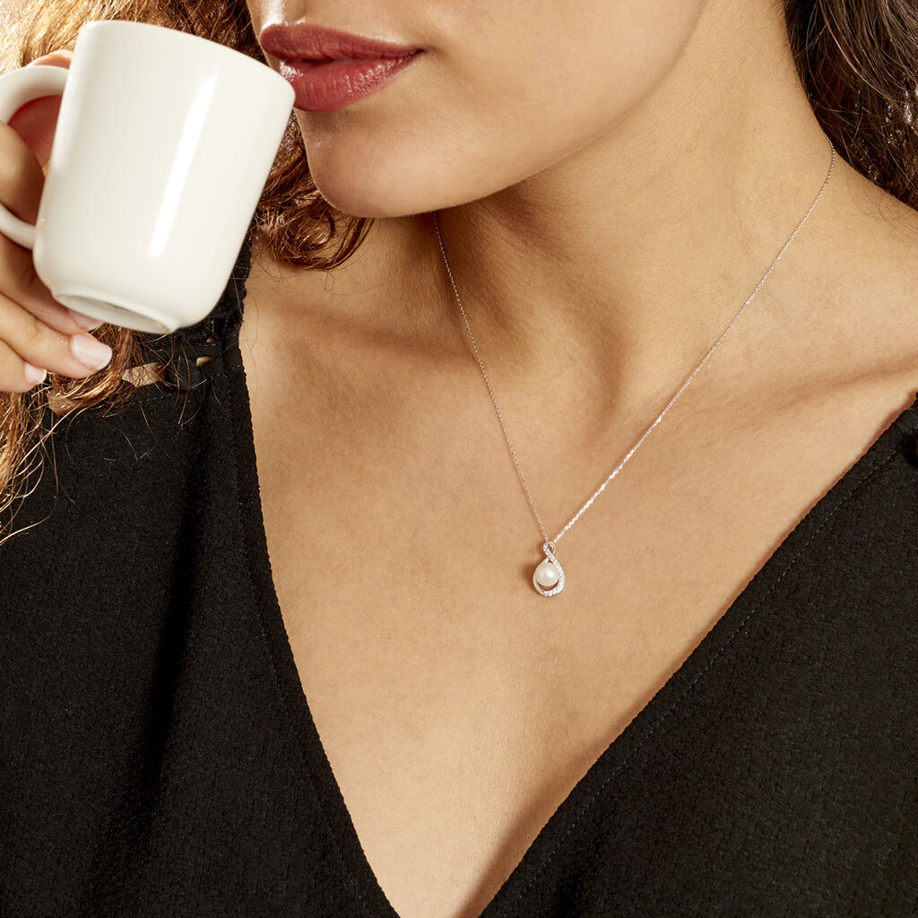 Collier Davy Or Blanc Perle De Culture Oxyde - Colliers Femme | Histoire d’Or