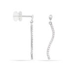 Boucles D'oreilles Pendantes Torsade Or Blanc Oxyde De Zirconium - Boucles d'oreilles pendantes Femme | Histoire d&rsquo;Or