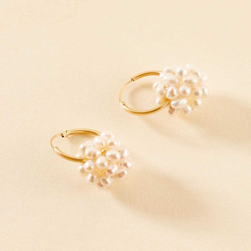 Créoles Adon Semi-baroques Or Jaune Perle De Culture - Boucles d'oreilles créoles Femme | Histoire d’Or