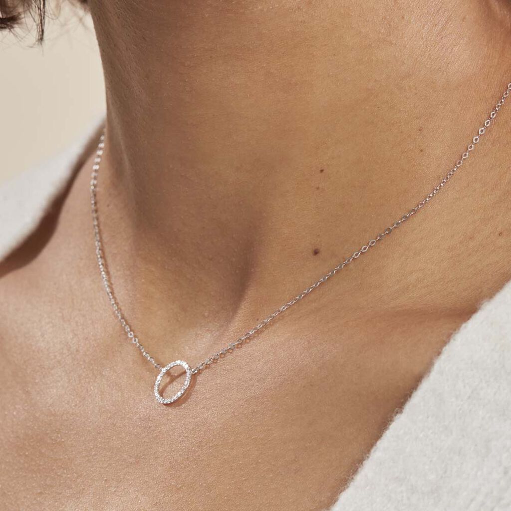 Collier Stip Or Blanc Oxyde De Zirconium - Colliers Femme | Histoire d’Or