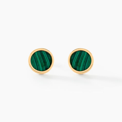 Boucles D'oreilles Puces Florica Or Jaune Malachite - Clous d'oreilles Femme | Histoire d’Or