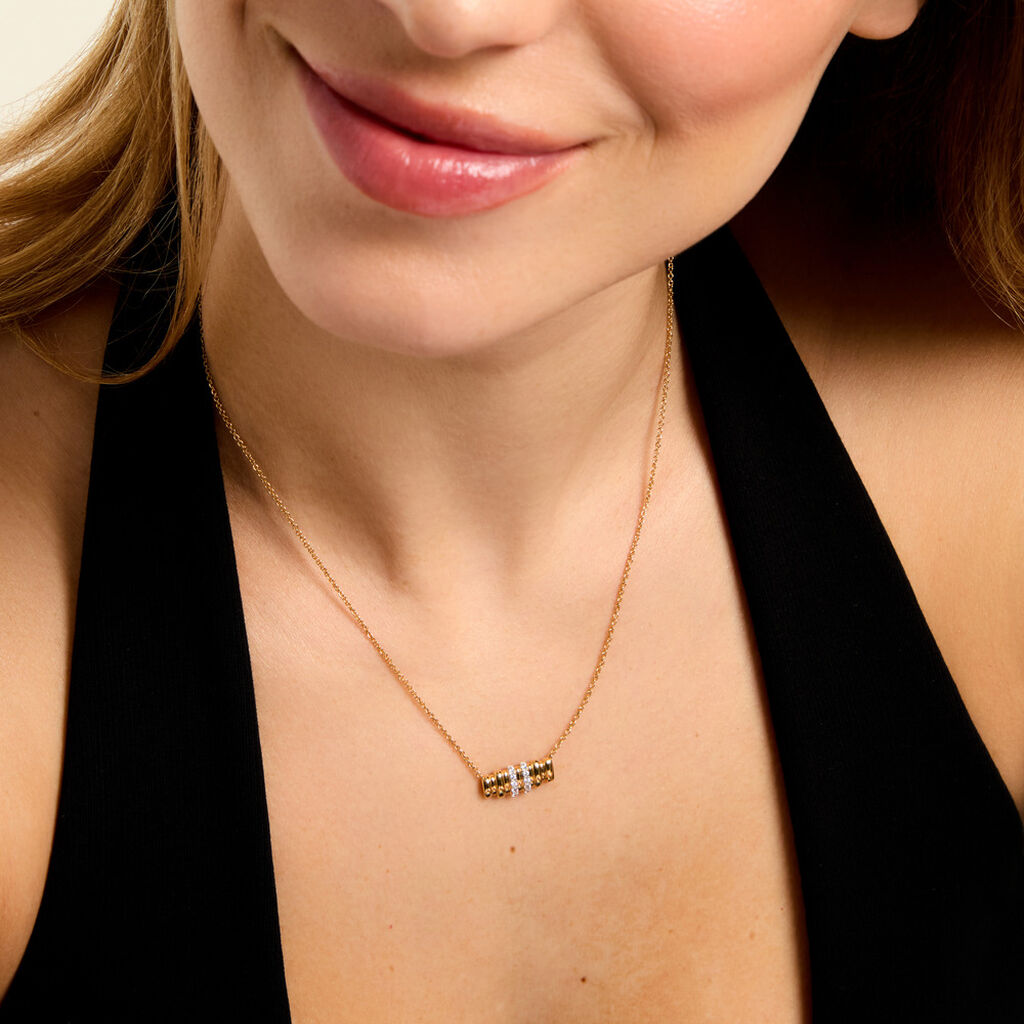 Collier Sunset Riviera Argent Dor&eacute; A L'Or 750/1000 Oxyde De Zirconium - Colliers Femme | Histoire d&rsquo;Or