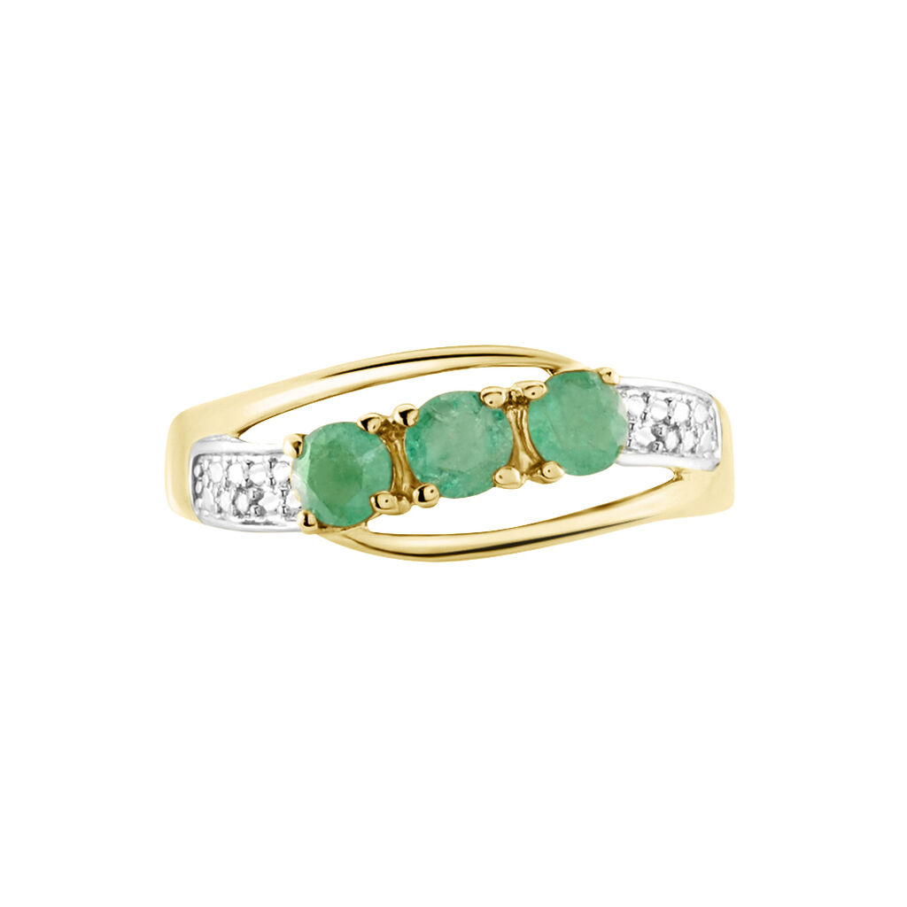Bague Or Jaune Abelard Emeraudes Diamants - Bagues avec pierre Femme | Histoire d’Or