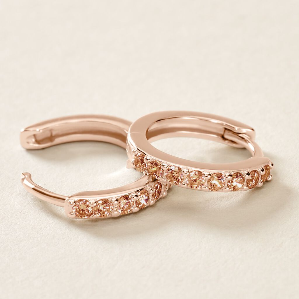 Cr&eacute;oles Rio Argent Rose Oxyde De Zirconium - Boucles d'oreilles empierr&eacute;es Femme | Histoire d&rsquo;Or