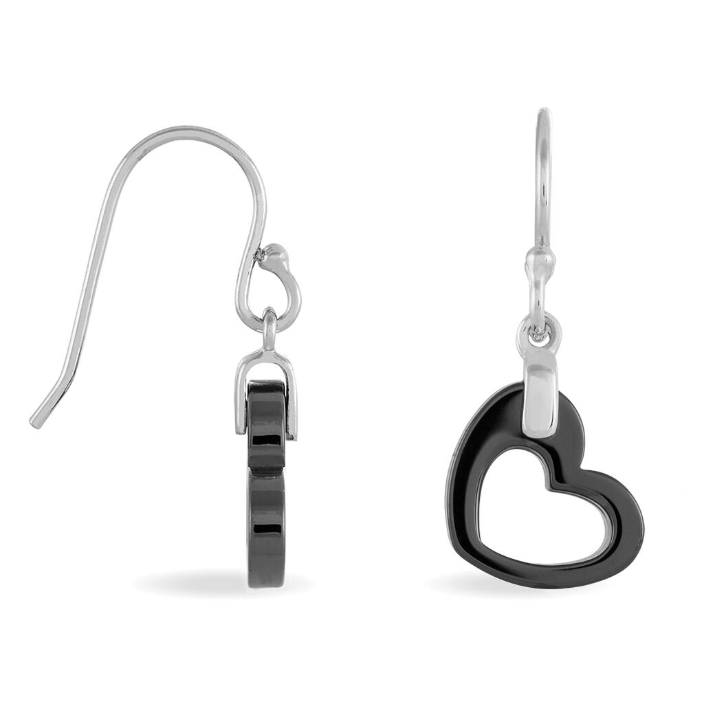 Boucles D'oreilles Pendantes Alena Argent Blanc Céramique Et Oxyde - Boucles d'oreilles fantaisie Femme | Histoire d’Or