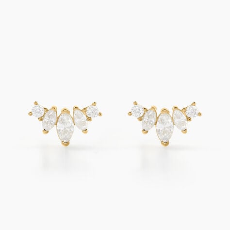 Boucles D'oreilles Puces Earnestine Or Jaune Oxyde De Zirconium - Clous d'oreilles Femme | Histoire d’Or