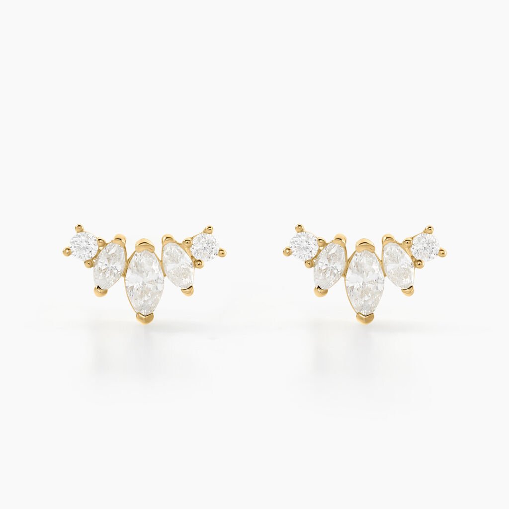 Boucles D'oreilles Puces Earnestine Or Jaune Oxyde De Zirconium - Clous d'oreilles Femme | Histoire d’Or