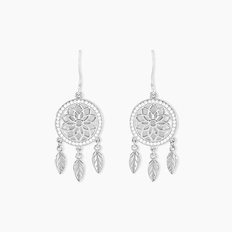 Boucles D'oreilles Pendantes Nemetona Argent Blanc Oxyde - Boucles d'oreilles pendantes Femme | Histoire d&rsquo;Or