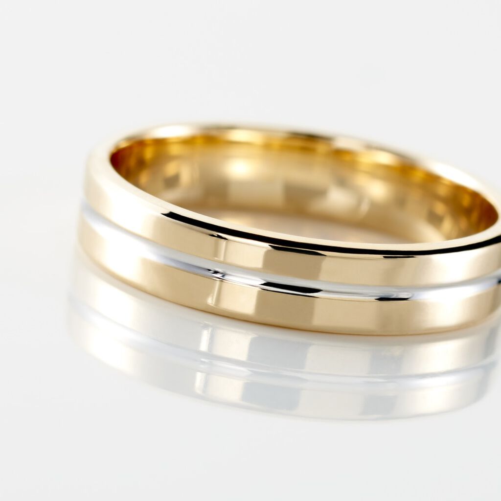 Alliance Liseret Ruban Plat Or Bicolore - Alliances Unisex | Histoire d&rsquo;Or