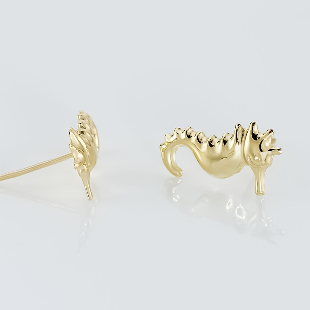 Boucles D'oreilles Puces Ambrosie Hippocampe Or Jaune - Clous d'oreilles Femme | Histoire d’Or
