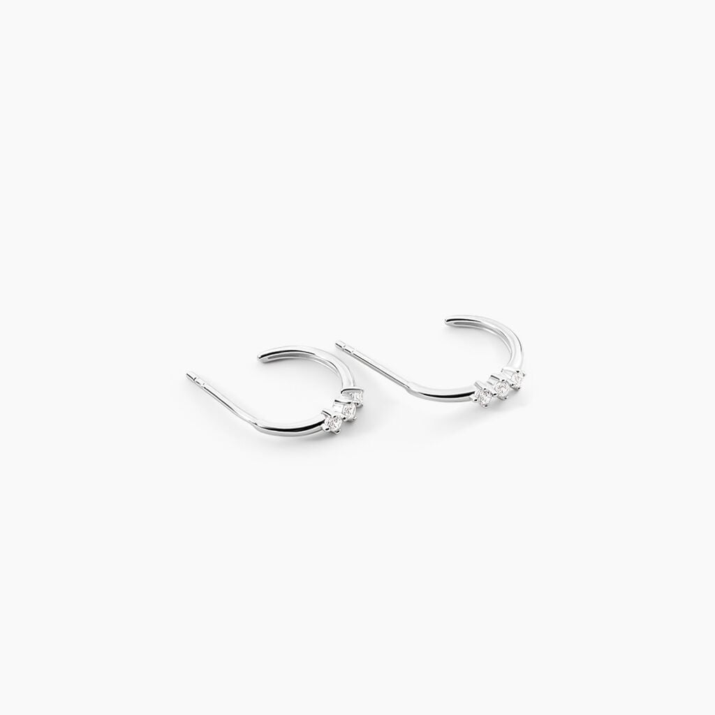 Cr&eacute;oles Kacey Argent Blanc Oxyde De Zirconium - Boucles d'oreilles cr&eacute;oles Femme | Histoire d&rsquo;Or