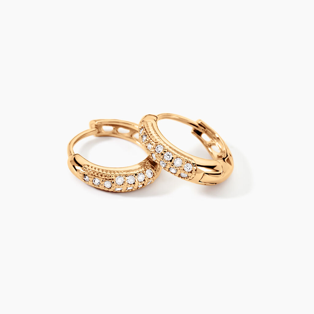 Cr&eacute;oles Sahar Plaqu&eacute; Or Jaune Oxyde De Zirconium - Boucles d'oreilles cr&eacute;oles Femme | Histoire d&rsquo;Or