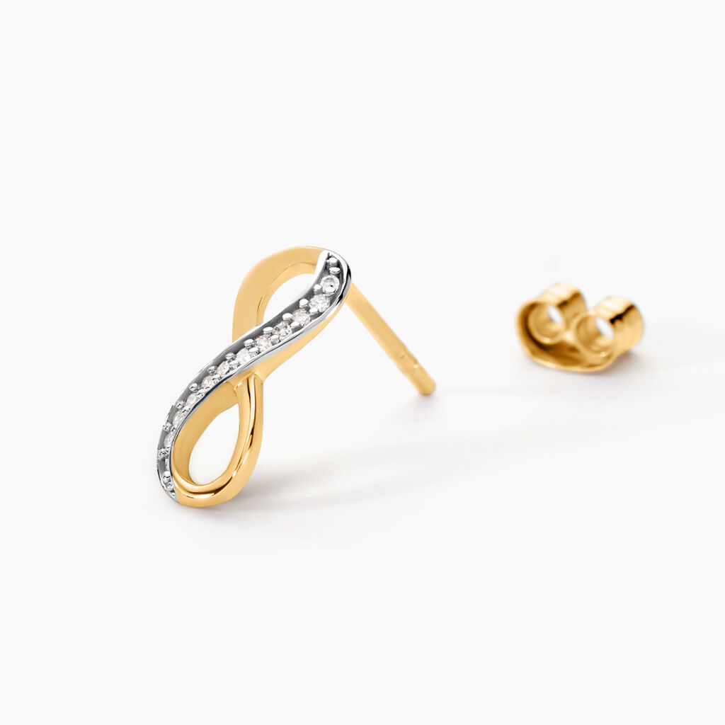 Boucles D'oreilles Puces Chacha Or Jaune Diamant - Clous d'oreilles Femme | Histoire d&rsquo;Or